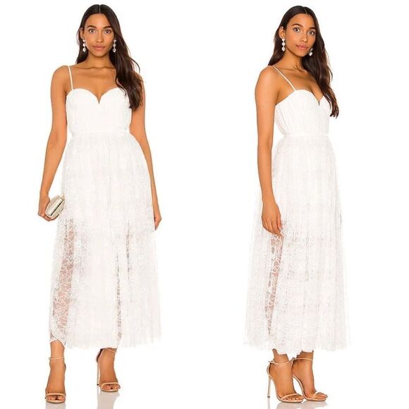 Sau Lee Selena Lace Sweetheart Midi Dress in White Bridal Wedding 0 - Picture 8 of 14